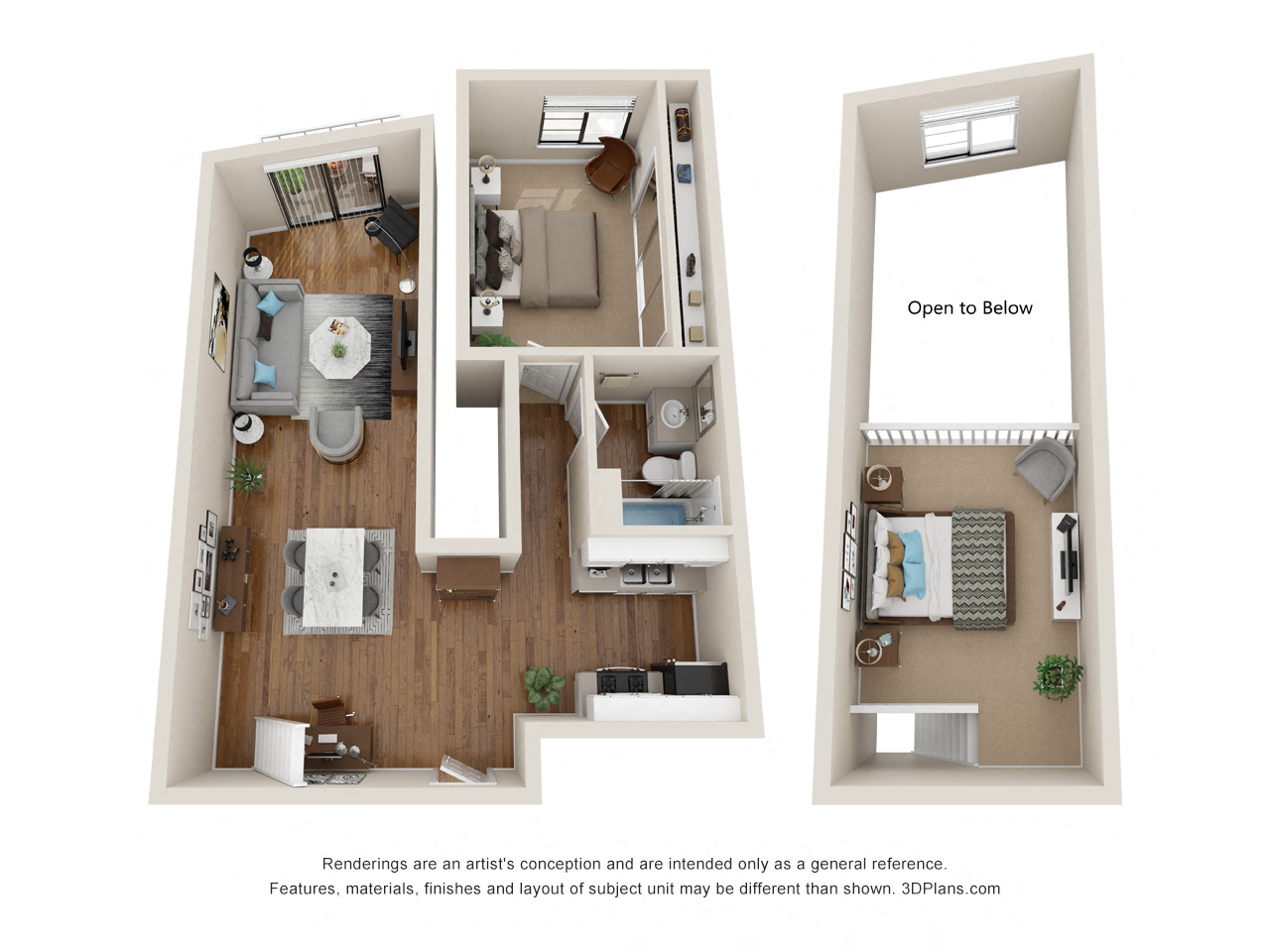 Floor plan for 1 bed, 1 bath, 824 sqft